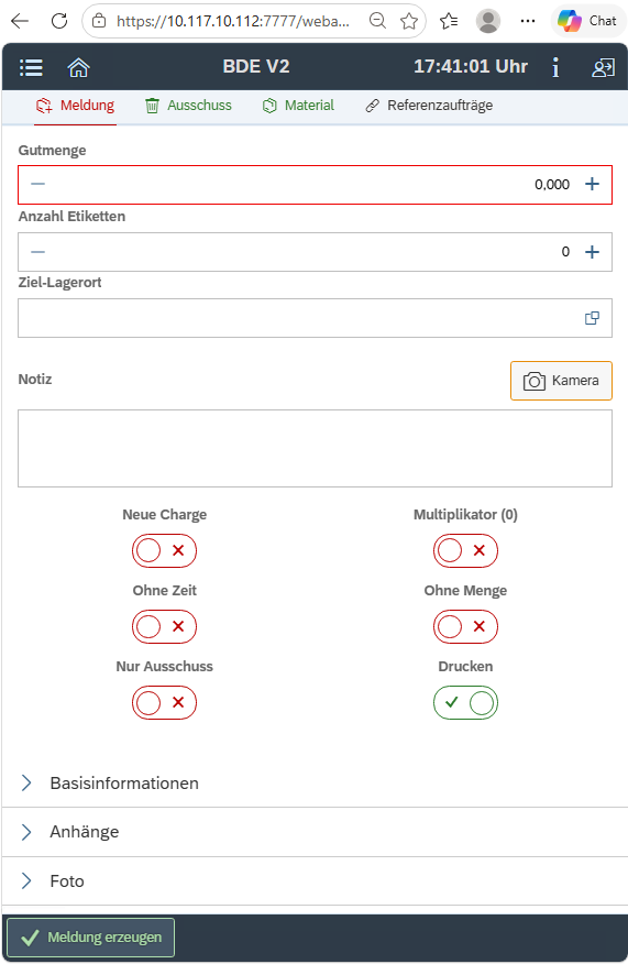 Mobile shop-floor data capture workflow on a scanner device