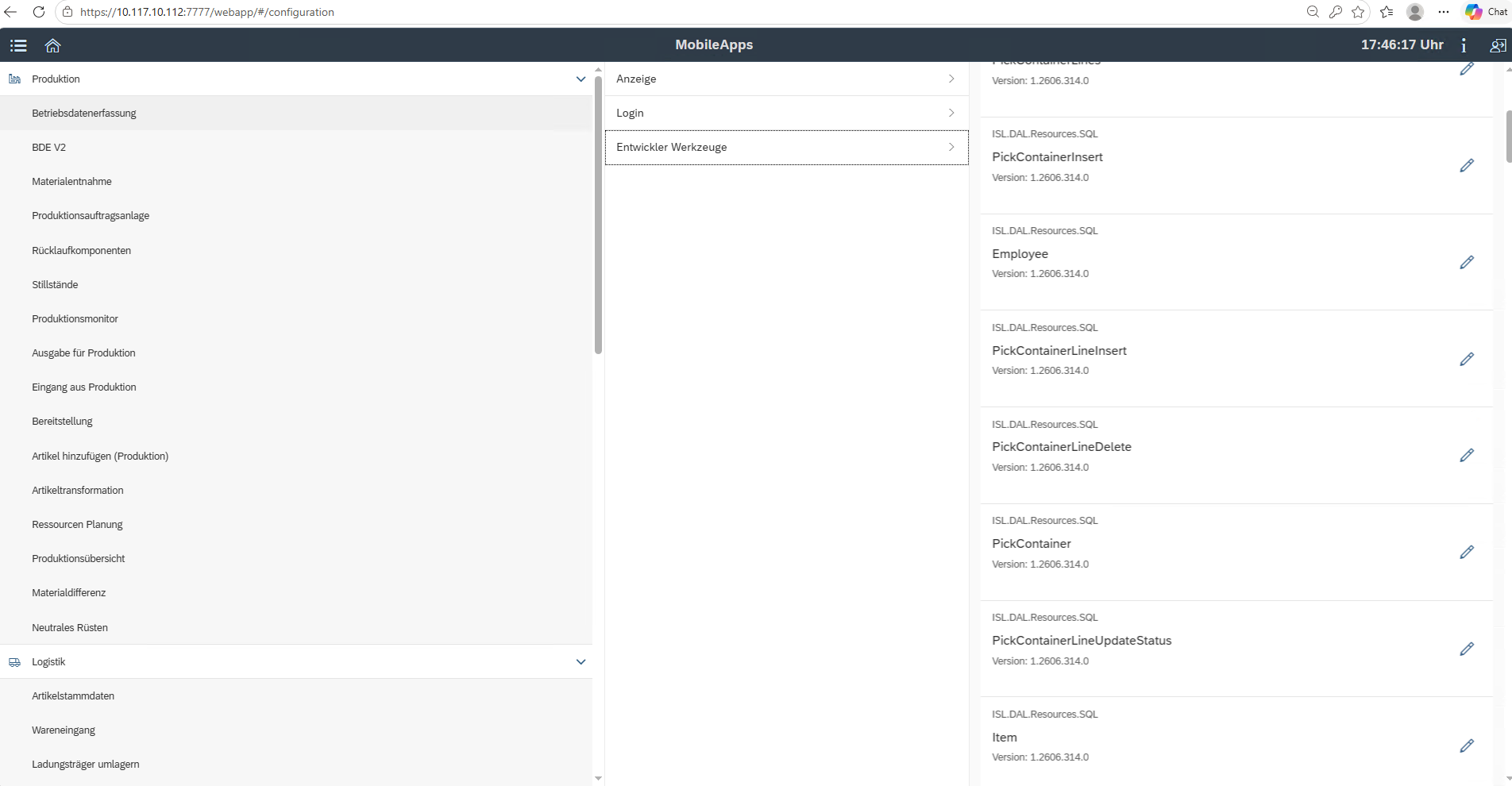 Mobile Suite settings view for individual query customisation